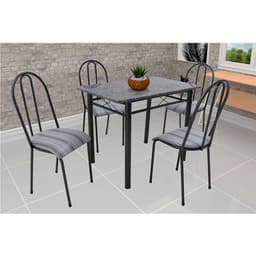 Conjunto de Mesa com 4 Cadeiras Genebra Preto Listrado