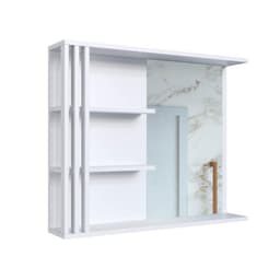 Espelheira Para Banheiro Estela Com 2 Prateleiras Branca