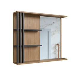 Espelheira Para Banheiro Estela Mel Grafite e 2 Prateleiras