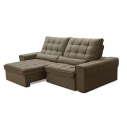 Sofá 3 Lugares Retrátil e Reclinável Alasca Veludo Castor