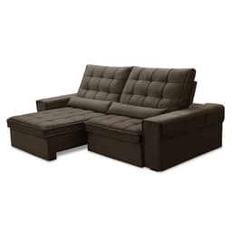 Sofá 3 Lugares Retrátil e Reclinável Alasca Veludo Marrom