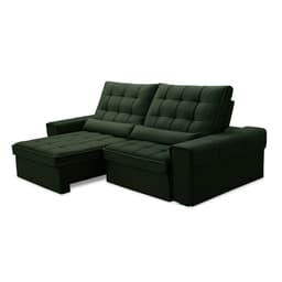 Sofá 3 Lugares Retrátil e Reclinável Alasca Veludo Verde