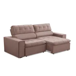 Sofá 3 Lugares Retrátil e Reclinável Atenas Veludo Rosê