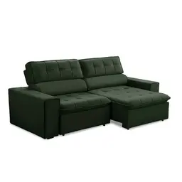 Sofá 3 Lugares Retrátil e Reclinável Atenas Veludo Verde
