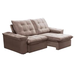 Sofá 3 Lugares Retrátil e Reclinável Batam Veludo Rosê