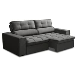 Sofá 3 Lugares Retrátil e Reclinável Nantes Veludo Grafite 200 cm