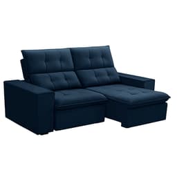 Sofá 3 Lugares Retrátil e Reclinável Palermo Veludo Azul