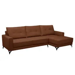 Sofá 4 Lugares Heros com Chaise Direito Veludo Terracota
