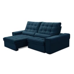 Sofá 4 Lugares Retrátil e Reclinável Alasca Veludo Azul