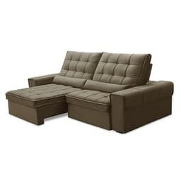 Sofá 4 Lugares Retrátil e Reclinável Alasca Veludo Castor