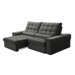 Sofá 4 Lugares Retrátil e Reclinável Alasca Veludo Chumbo