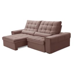 Sofá 4 Lugares Retrátil e Reclinável Alasca Veludo Rose