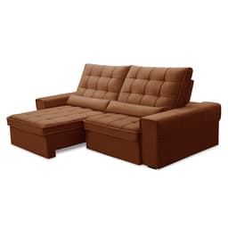 Sofá 4 Lugares Retrátil e Reclinável Alasca Veludo Terracota