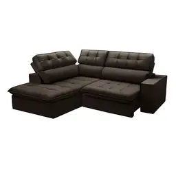 Sofá 4 Lugares Retrátil e Reclinável Arezzo com Chaise Esquerdo Veludo Marrom