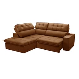 Sofá 4 Lugares Retrátil e Reclinável Arezzo com Chaise Esquerdo Veludo Terracota