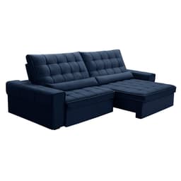 Sofá 5 Lugares Retrátil e Reclinável Alasca Veludo Azul