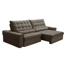 Sofá 5 Lugares Retrátil e Reclinável Alasca Veludo Castor