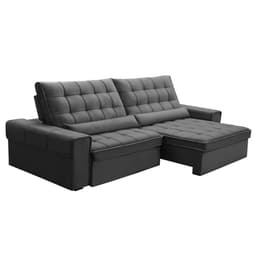 Sofá 5 Lugares Retrátil e Reclinável Alasca Veludo Chumbo