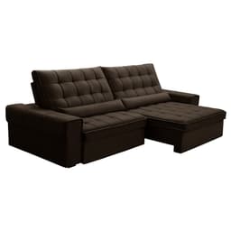 Sofá 5 Lugares Retrátil e Reclinável Alasca Veludo Marrom