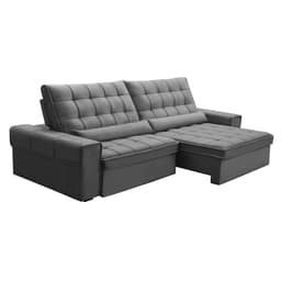 Sofá 5 Lugares Retrátil e Reclinável Alasca Veludo Prata