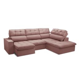 Sofá 5 Lugares Retrátil e Reclinável Arezzo com Chaise Direito Veludo Rosê