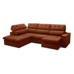 Sofá 5 Lugares Retrátil e Reclinável Arezzo com Chaise Esquerdo Veludo Terracota