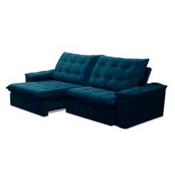 Sofá 5 Lugares Retrátil e Reclinável Batam Veludo Azul