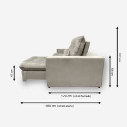 Sofá Atlanta 3 Lugares 2,10 metros Veludo - 02 Bege