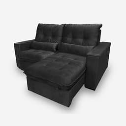 Sofá Atlanta 5 Lugares 2,70 metros Veludo - 13 Preto