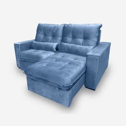 Sofá Atlanta 6 Lugares 2,90 metros Veludo - 06 Azul