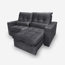 Sofá Atlanta 6 Lugares 2,90 metros Veludo - 10 Cinza Grafite