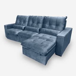 Sofá Atlanta 6 Lugares 2,90 metros Veludo - 24 Azul Marinho