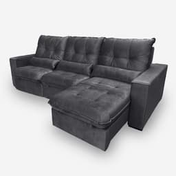 Sofá Atlanta 9 Lugares 4,10 metros Veludo - 10 Cinza Grafite