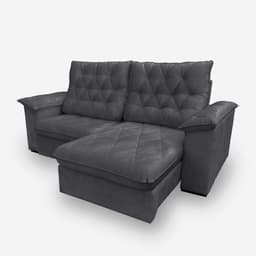 Sofá Bahamas 5 Lugares 2,70 metros Veludo - 10 Cinza