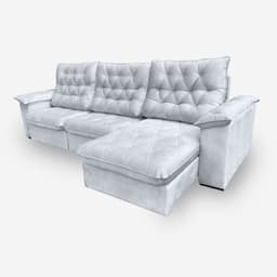 Sofá Bahamas 6 Lugares 2,90 metros Veludo - 26 Prata