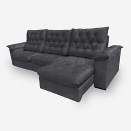 Sofá Bahamas 6 Lugares 3,50 metros Veludo - 10 Cinza