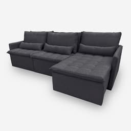 Sofá LÍBANO 5 Lugares 2,36 metros Veludo - 10 Cinza Grafite