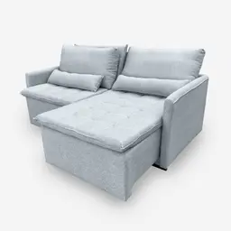 Sofá LÍBANO 5 Lugares 2,36 metros Veludo - 26 Prata