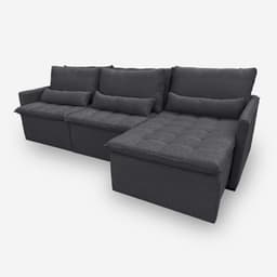 Sofá LÍBANO 6 Lugares 3,16 metros Veludo - 10 Cinza Grafite