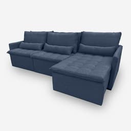 Sofá LÍBANO 8 Lugares 3,46 metros Veludo - 24 Azul Marinho