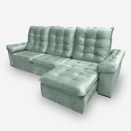 Sofá LION 6 Lugares 3,20 metros Veludo - 23 Verde Água