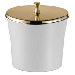 Lixeira Pequena com Aro para  Pia de Cozinha Branca e Dourada 3L Forma Inox