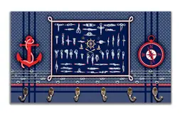 Cabideiro de Parede Porta Chaves Toalhas Linha Náutica Marinheiro - Mar 6