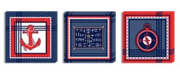 Conjunto Kit com 3 Quadros Náuticos Decorativos Linha Náutica Marinheiro - Mar 6