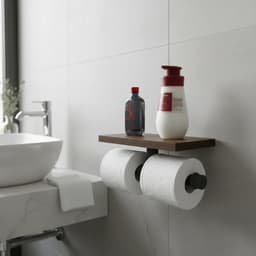 Porta Papel Higiênico Duplo Acessório para Banheiro Papeleira Suporte de Parede Estilo Industrial - Preto Laca