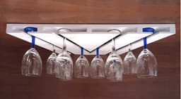 Porta Taças 30° Suporte de Parede Decorativo para Adegas Bar Branco Laca