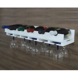 Porta Taças e Prateleira Adega New Suspenso de Parede para Vinhos Bares - Branco Laca