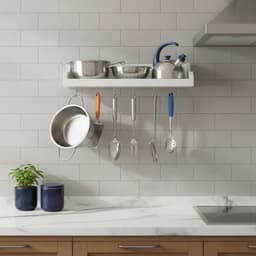 Prateleira Suporte Porta Panelas e Utensílios de Cozinha - Branco Laca