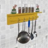 Prateleira para Temperos e Suporte Utensílios e Panelas Cozinha Estilo Industrial Amarelo Laca