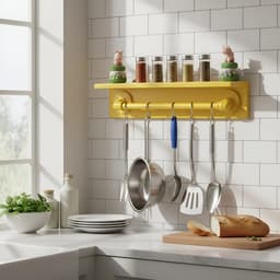 Prateleira para Temperos e Suporte Utensílios e Panelas Cozinha Estilo Industrial Amarelo Laca